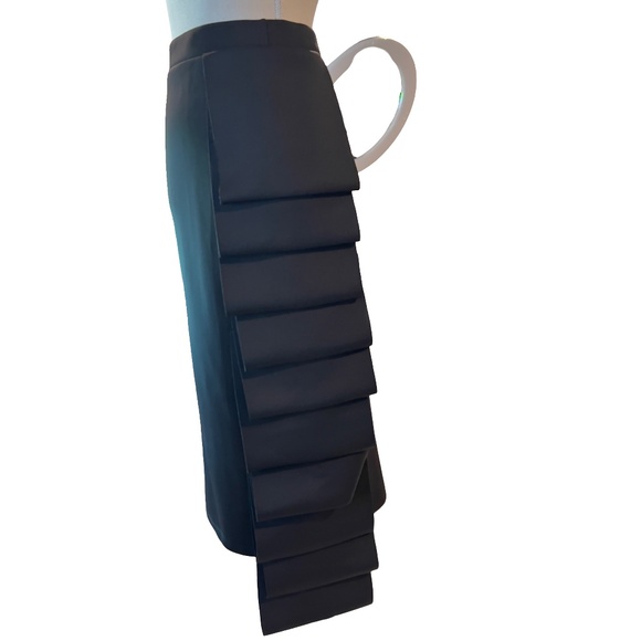 # A244   FT INC Evening Glam Edge   Black Ruffle Detail  Midi  Skirt NWT XL - Picture 3 of 6